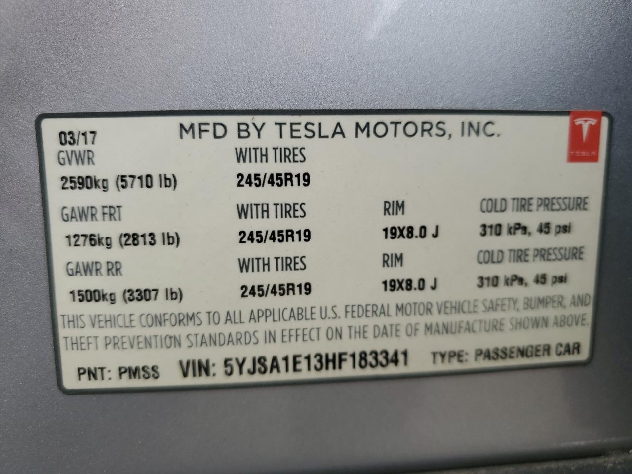 Авторазборка TESLA MODEL S лифтбек (5YJS) (2016 - 2026)
